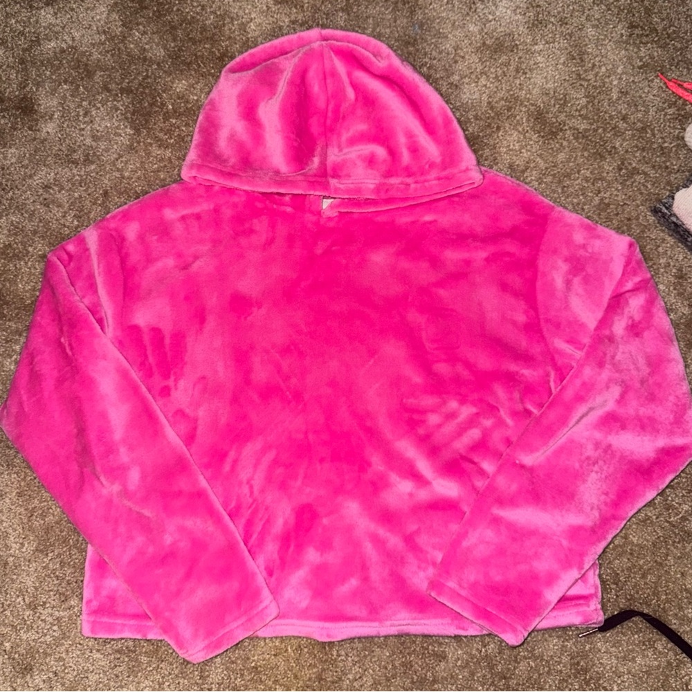 Cropped Vibrant Pink Cozy Hoodie